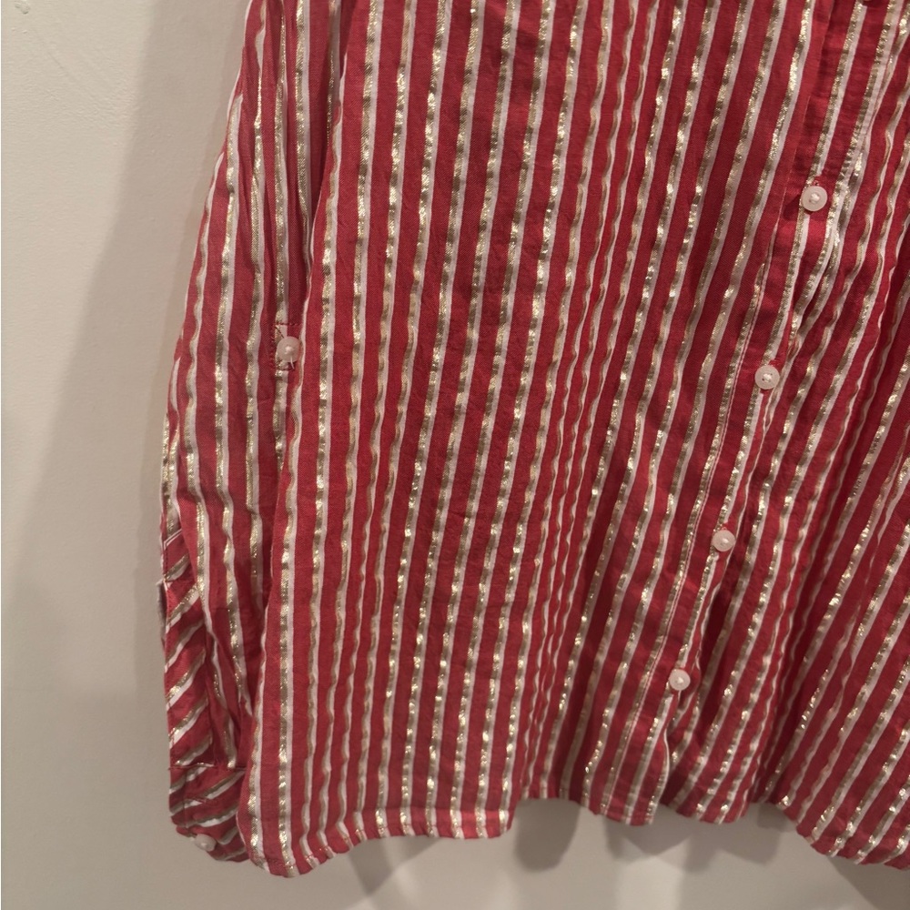 Tommy Hilfiger Red and White Striped Button-Down Shirt - Picture 2 of 7